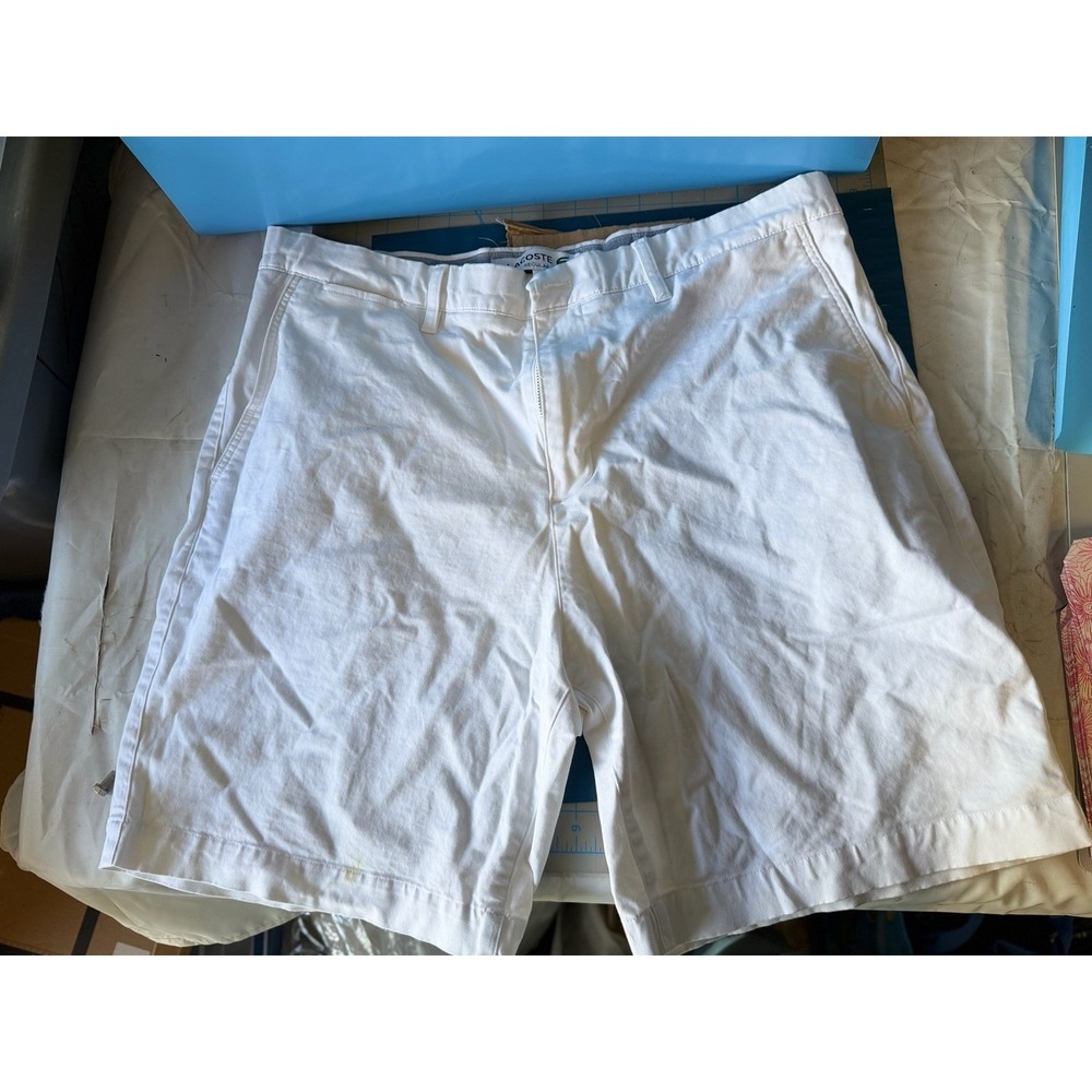 Lacoste White Bermuda Shorts Women's US 36 Regular Fit Cotton Casual